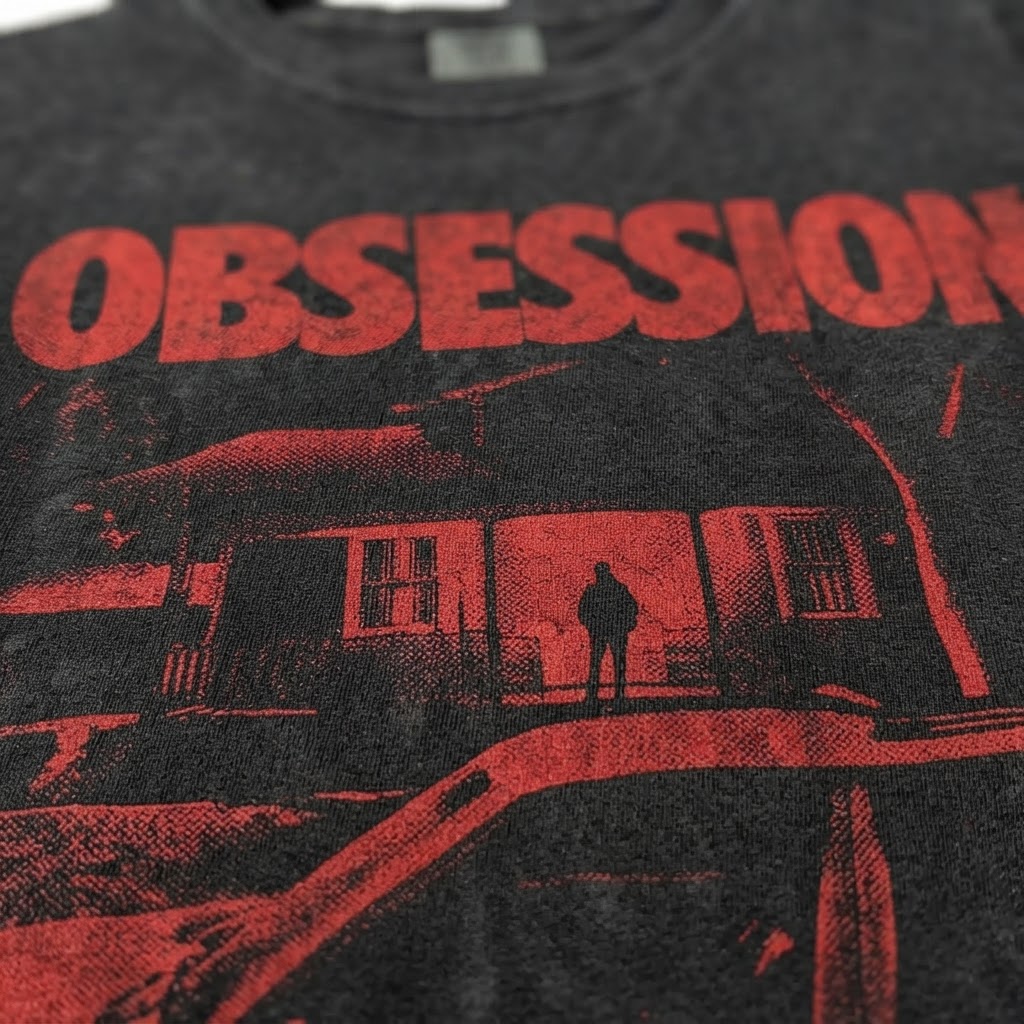 Obsession Red House Graphic Vintage Tee, Gothic Horror Shirt, Black Goth Gift