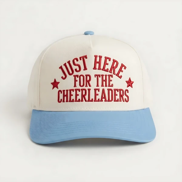 Just Here For The Cheerleaders Embroidered Contrast Brim, Baseball Cap, Cheer Mom Gift, Cheer Hats