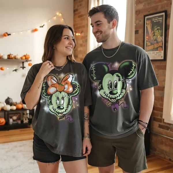 Zombie Mickey Airbrush Stitches Graphic, Comfort Colors Shirt, Spooky Season Pepper Disney