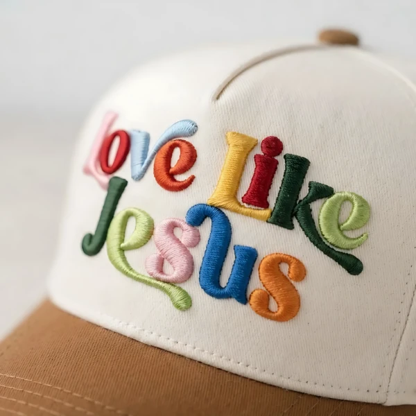 Love Like Jesus Rainbow 3D Puff Embroidery 5-Panel Baseball Cap, Travel Gift, Christian Hat
