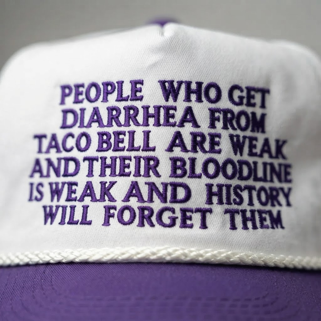 Diarrhea From Taco Bell, Baseball Hat, Snapback, Funny Gag Gift, Funny Meme Hat