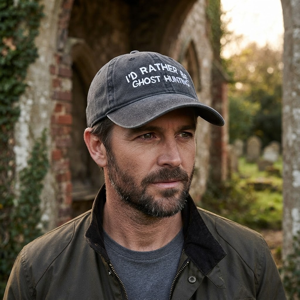 I’d Rather Be Ghost Hunting, Dad Washed Hat, Cotton Cap, Spooky Gift, Halloween
