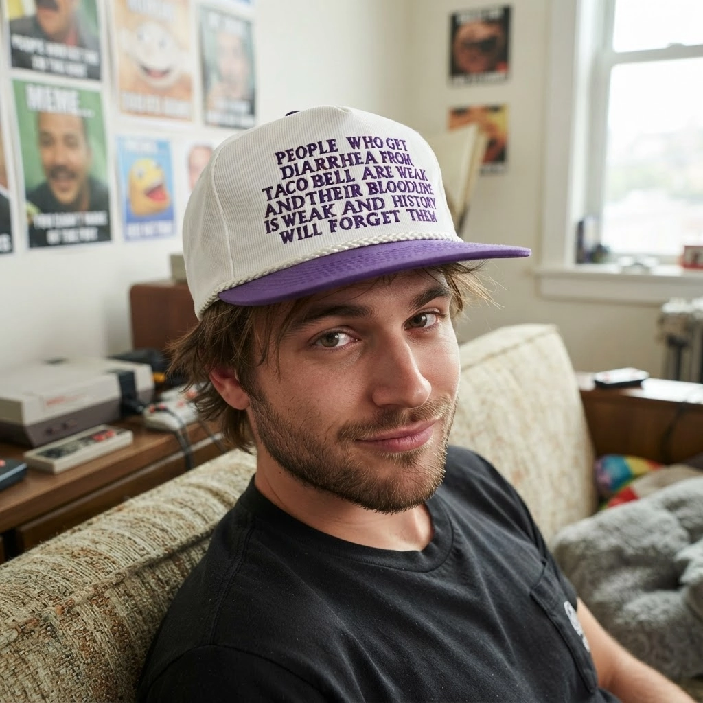 Diarrhea From Taco Bell, Baseball Hat, Snapback, Funny Gag Gift, Funny Meme Hat