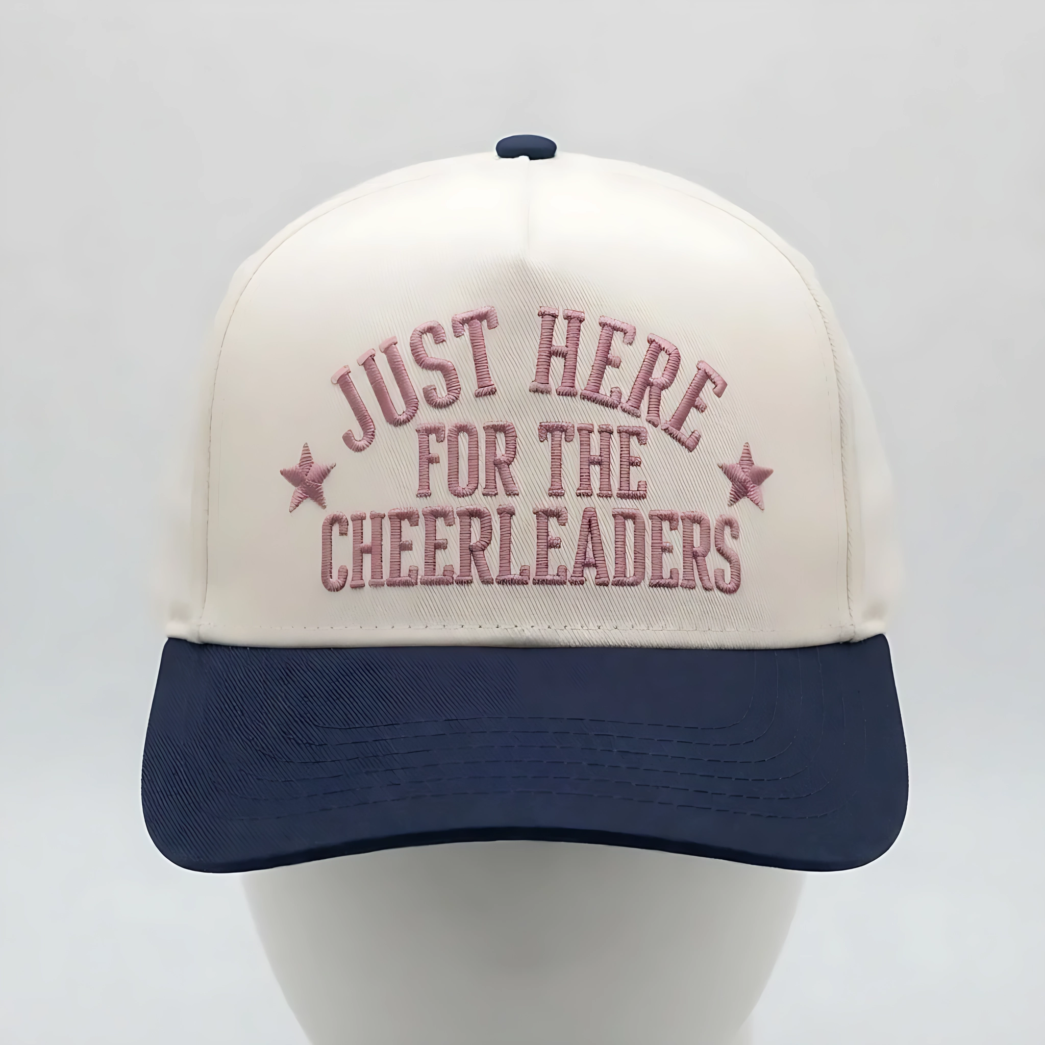 Just Here For The Cheerleaders Embroidered Contrast Brim, Baseball Cap, Cheer Mom Gift, Cheer Hats