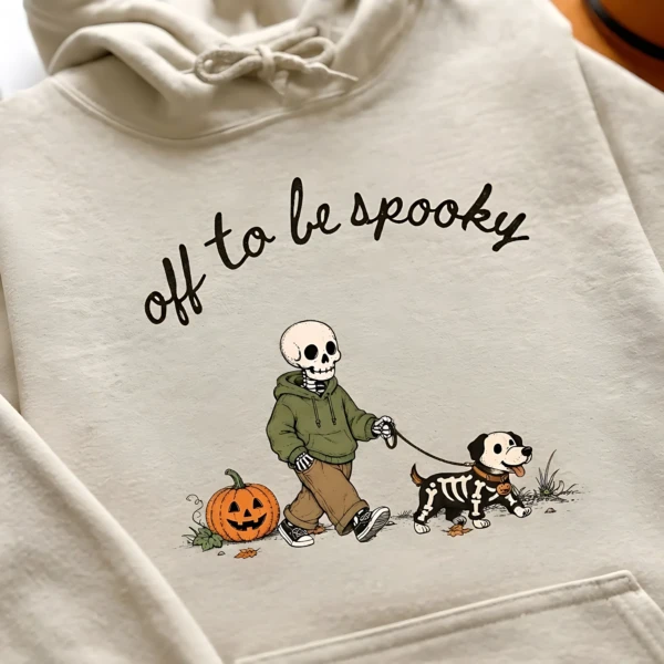 Off To Be Spooky Printed Skeleton Dog Graphic Shirt, Halloween Gift Sand Dog Mom