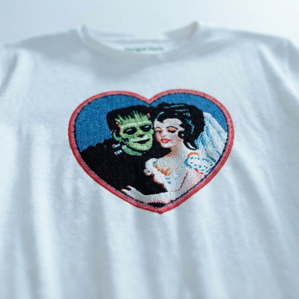 Retro Frankenstein Monster Heart Graphic Print, Baby Tee, Vintage Horror Gift