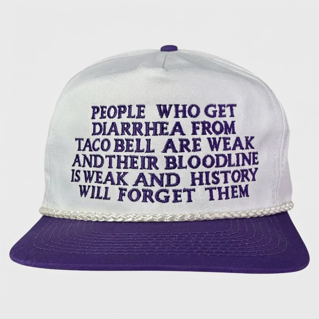 Diarrhea From Taco Bell, Baseball Hat, Snapback, Funny Gag Gift, Funny Meme Hat