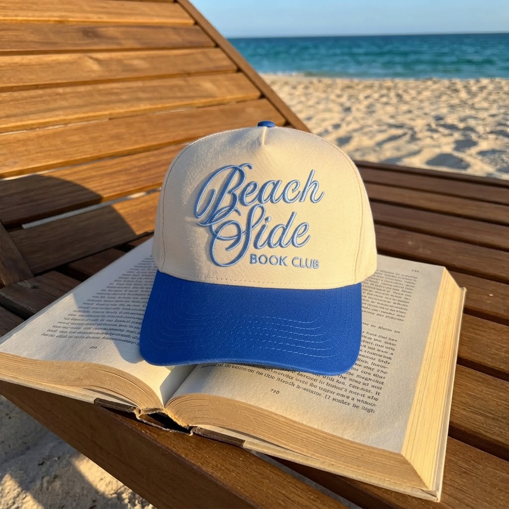 Beachside Book Club, Baseball Hat, Trucker Cap, Beachwear Gift, Book Lover