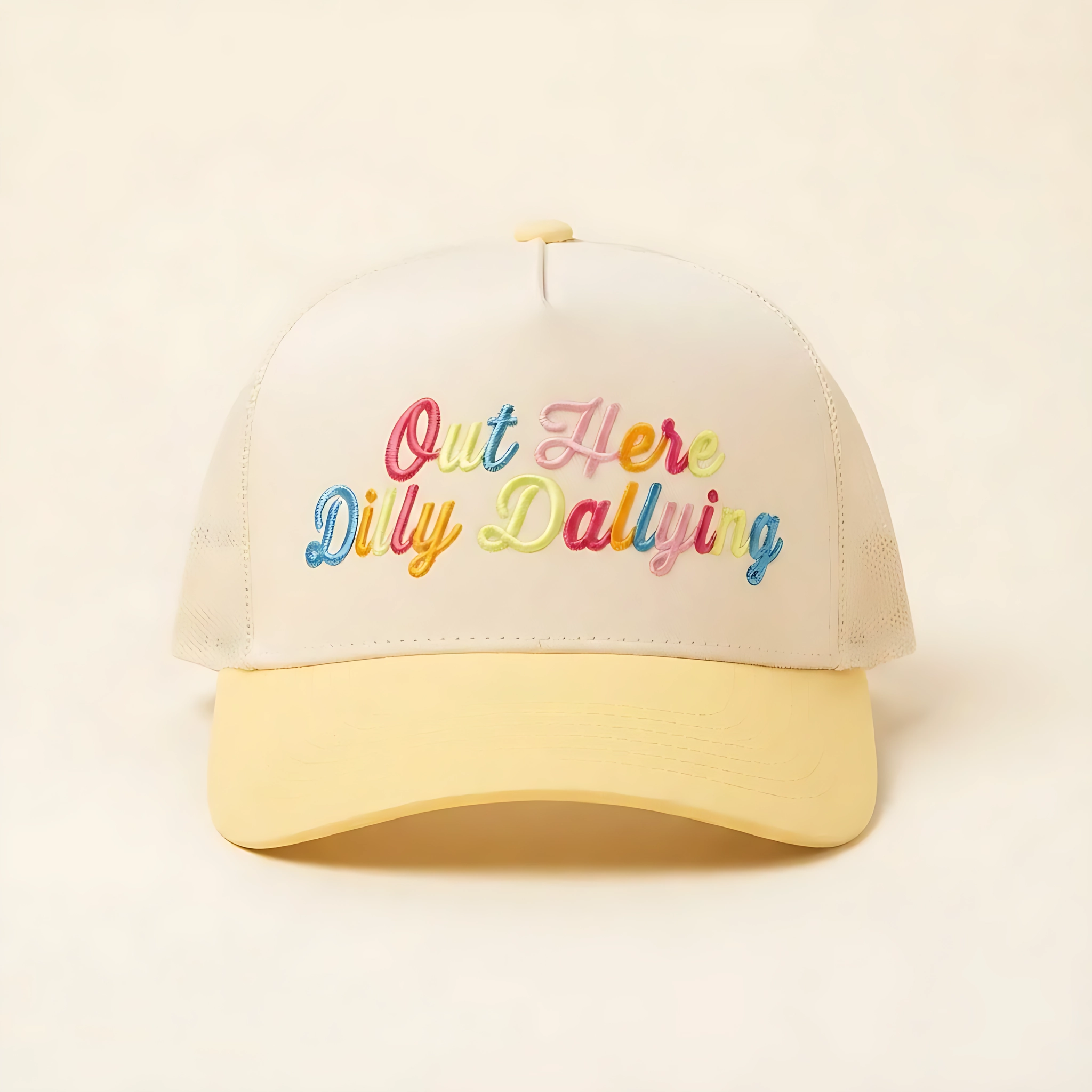 Out Here Dilly Dallying Contrast Baseball Hat, Canvas Trucker Hat, Summer Beach Day, Preppy Aesthetic
