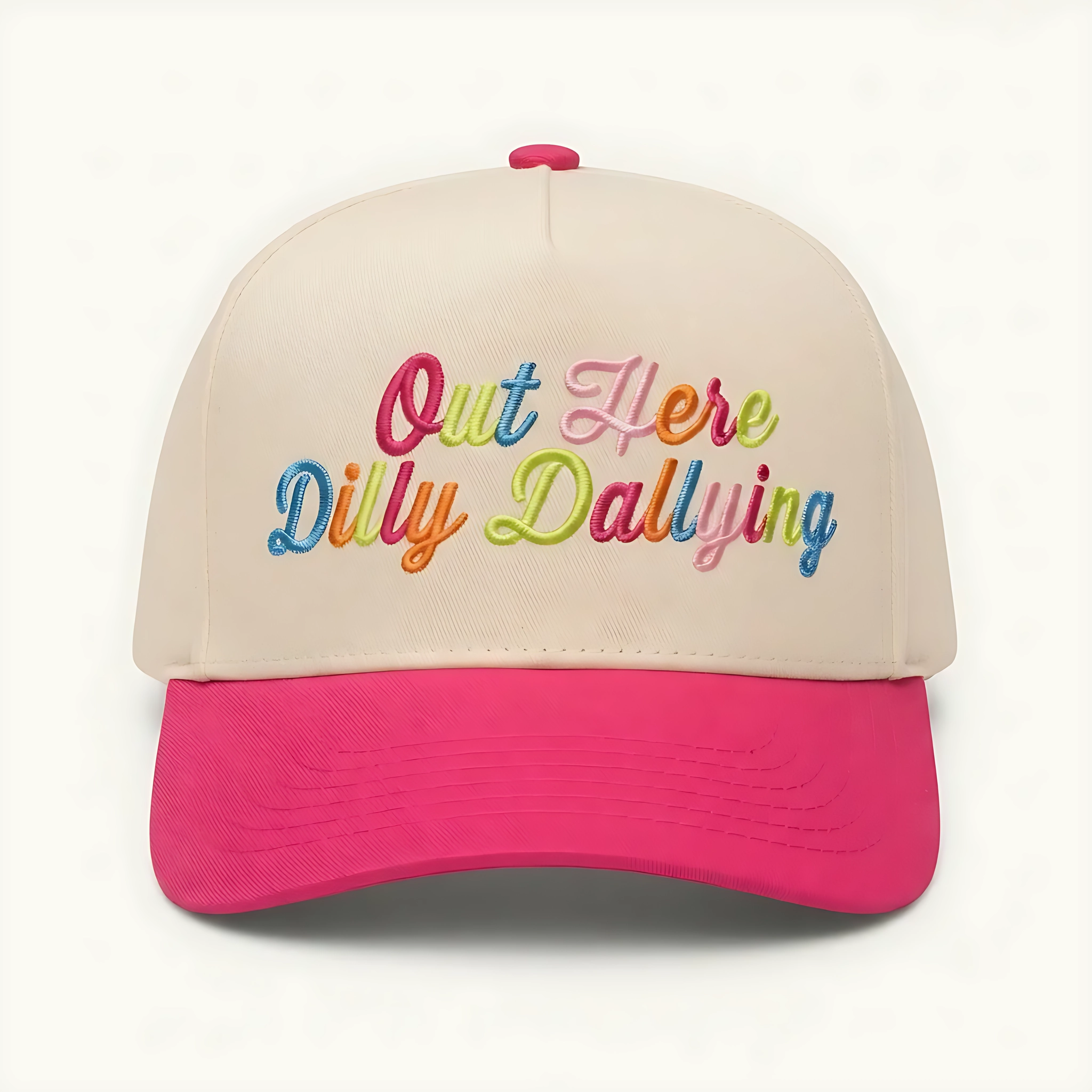 Out Here Dilly Dallying Contrast Baseball Hat, Canvas Trucker Hat, Summer Beach Day, Preppy Aesthetic