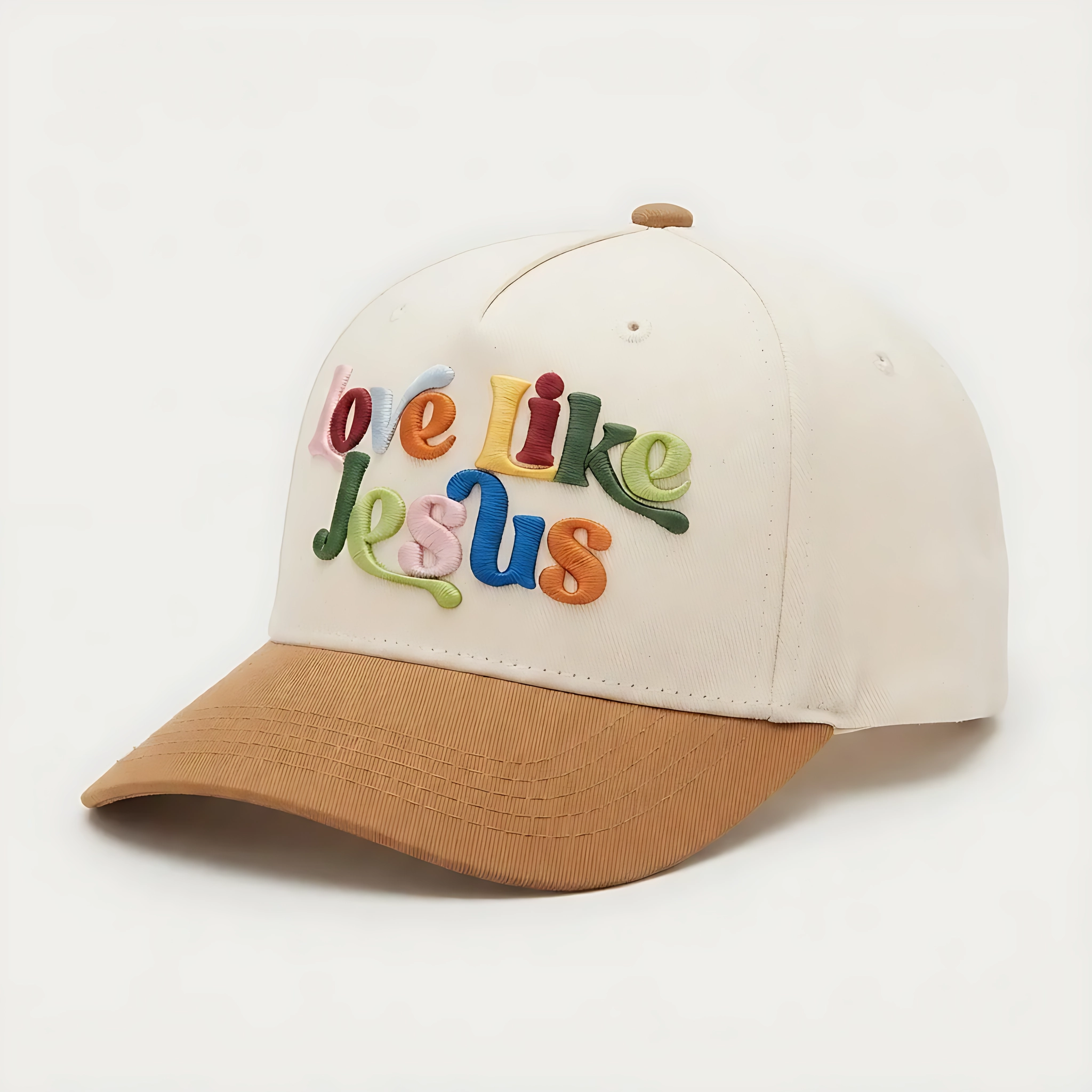 Love Like Jesus Rainbow 3D Puff Embroidery 5-Panel Baseball Cap, Travel Gift, Christian Hat