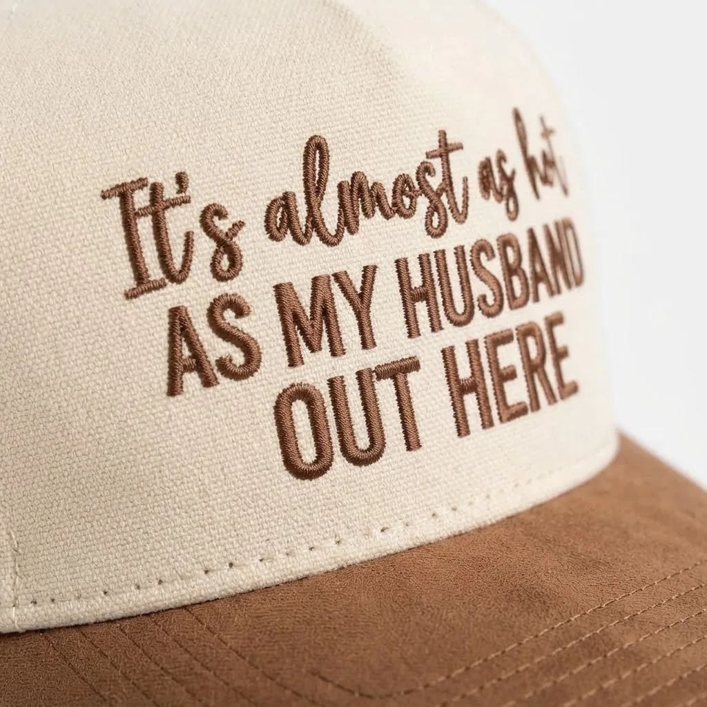 Hot As My Husband Embroidered Two-Tone Baseball Hat, Structured Baseball Cap, Wife Gift, Funny Hat