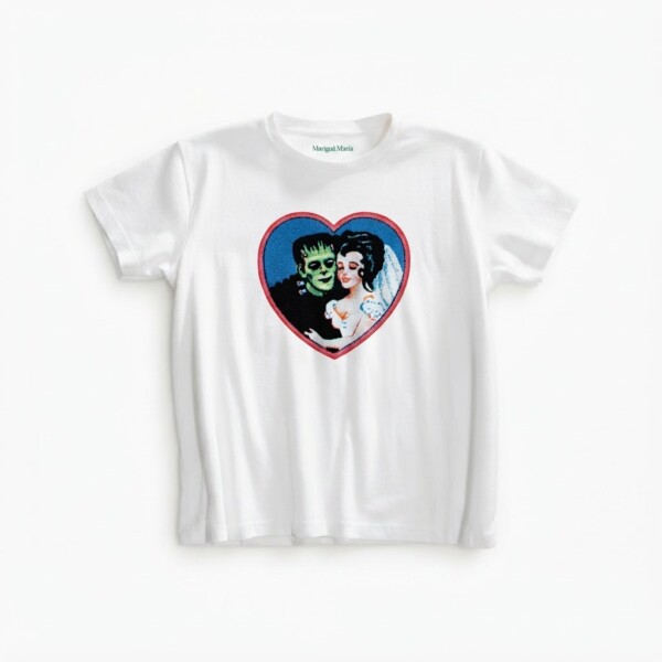 Retro Frankenstein Monster Heart Graphic Print, Baby Tee, Vintage Horror Gift