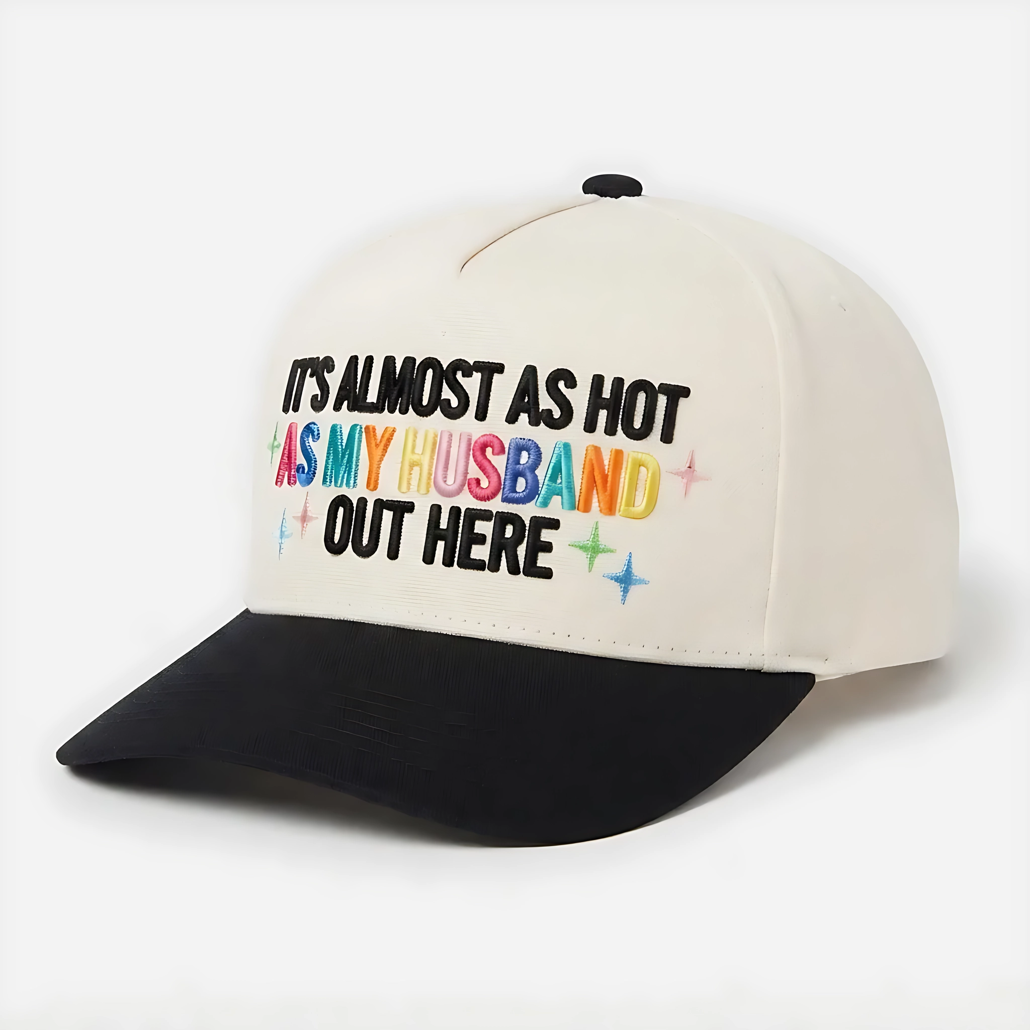 It’s Almost As Hot As My Husband 3D Embroidery, 5-Panel Baseball Cap, Honeymoon Gift, Wife Sun Hat