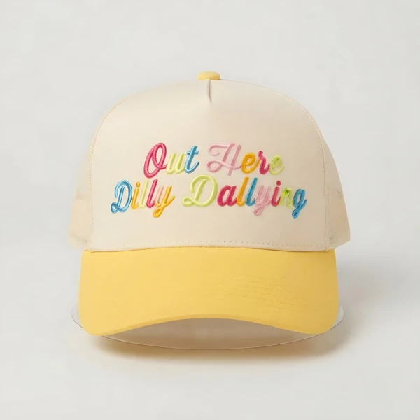 Out Here Dilly Dallying Contrast Baseball Hat, Canvas Trucker Hat, Summer Beach Day, Preppy Aesthetic