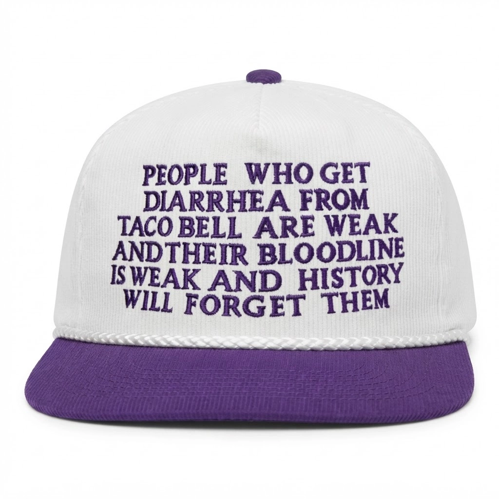 Diarrhea From Taco Bell, Baseball Hat, Snapback, Funny Gag Gift, Funny Meme Hat