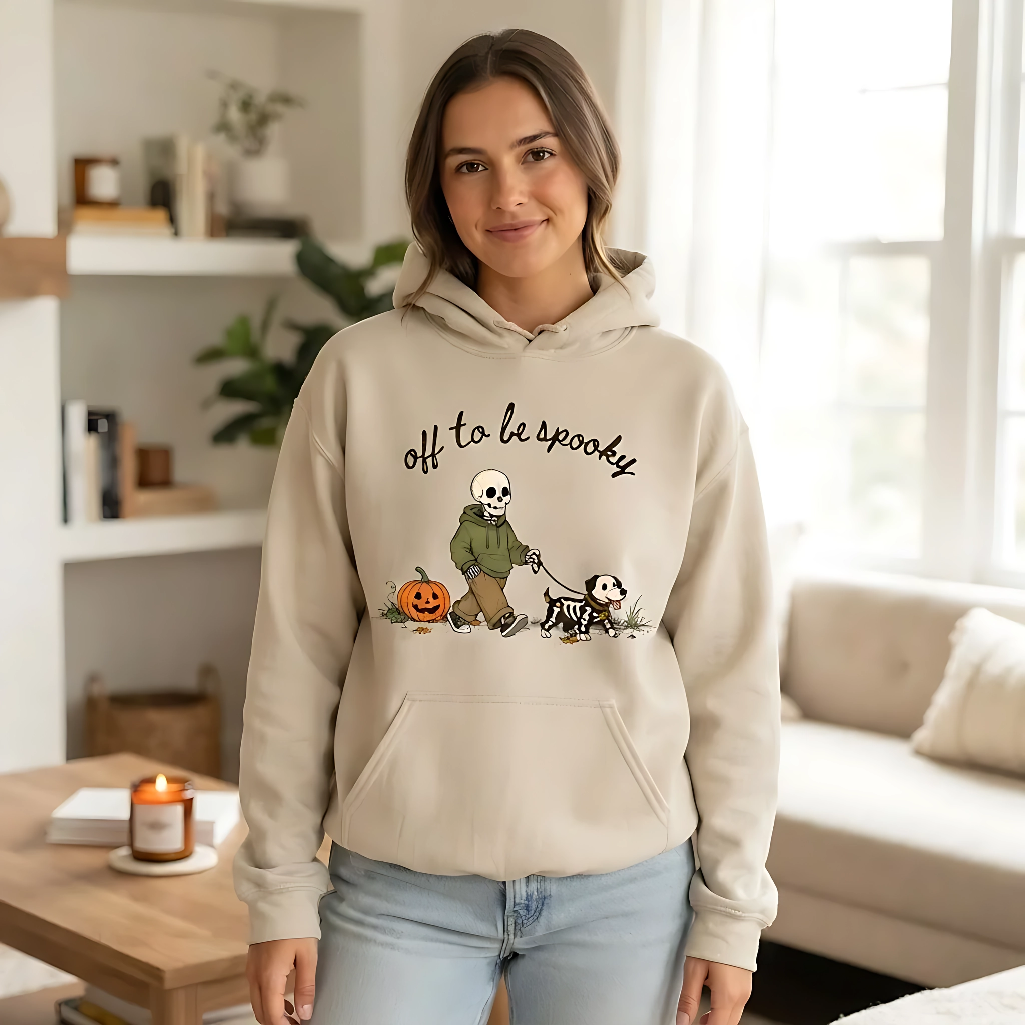 Off To Be Spooky Printed Skeleton Dog Graphic Shirt, Halloween Gift Sand Dog Mom