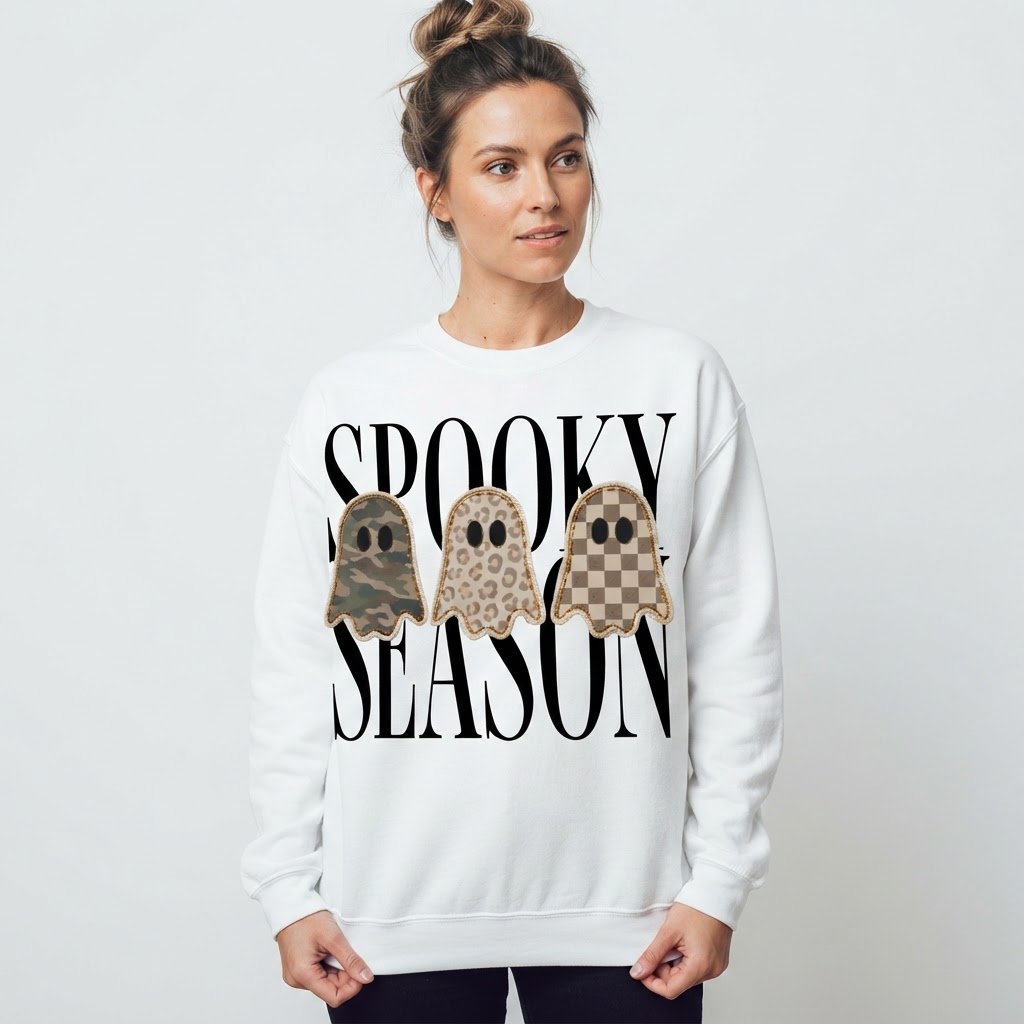 Spooky Season Leopard Camo Ghost Graphic, Sweatshirt Hoodie, Halloween Gift