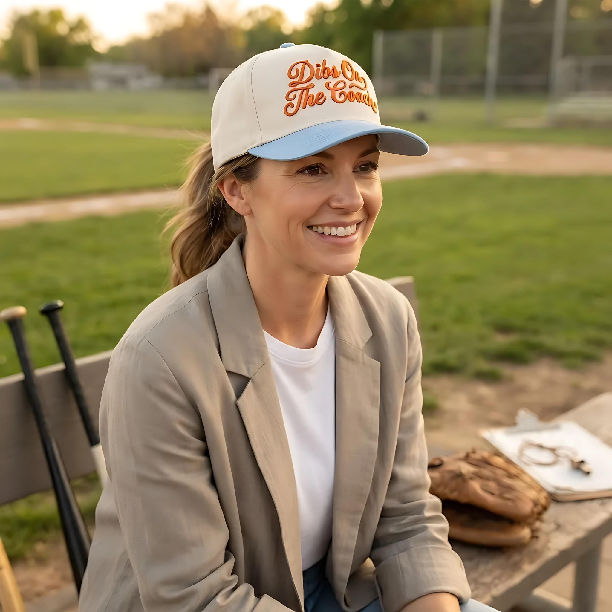 Dibs On The Coach 3D Puff Embroidered Baseball Cap, Coach Wife Gift, Sports Hat