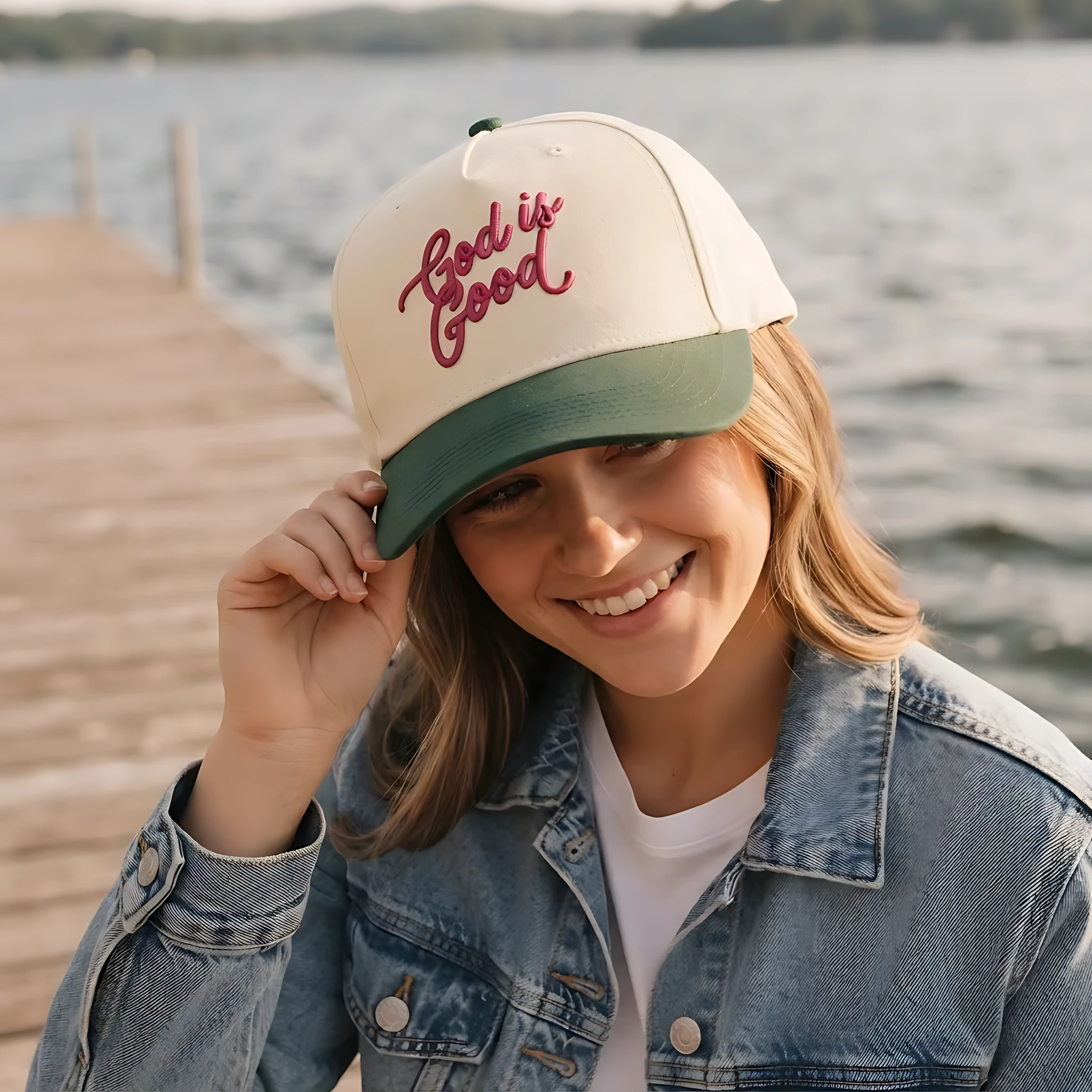 God Is Good Puff Embroidered Two Tone Baseball Cap, Custom Faith Gift, Christian Apparel