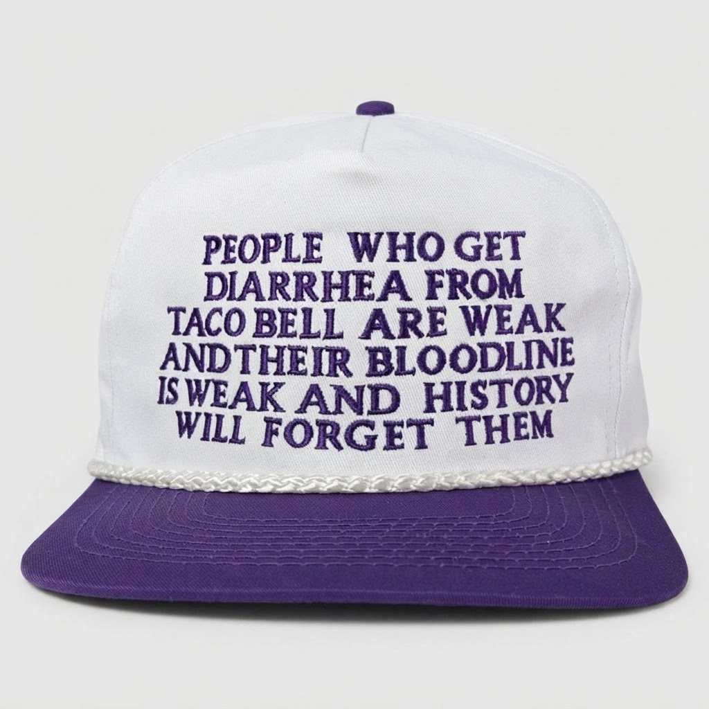 Diarrhea From Taco Bell, Baseball Hat, Snapback, Funny Gag Gift, Funny Meme Hat