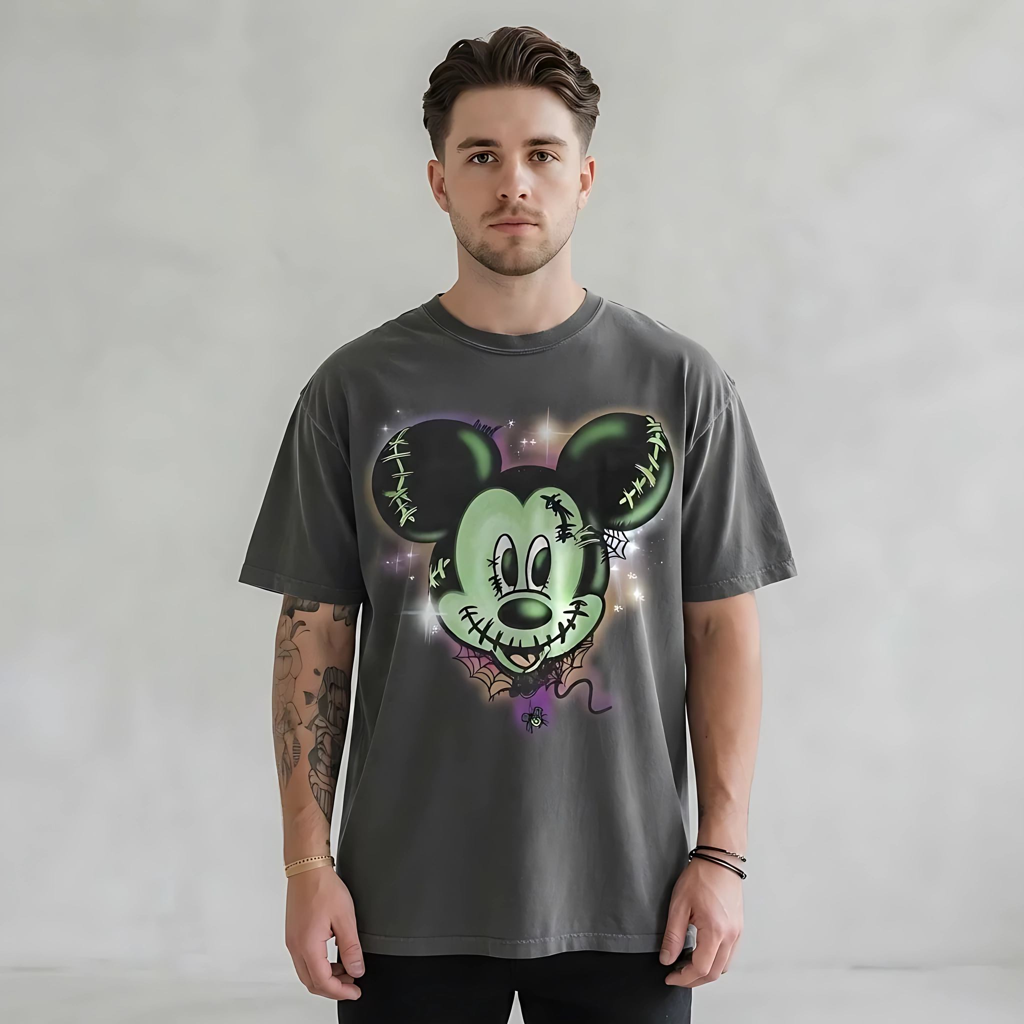 Zombie Mickey Airbrush Stitches Graphic, Comfort Colors Shirt, Spooky Season Pepper Disney
