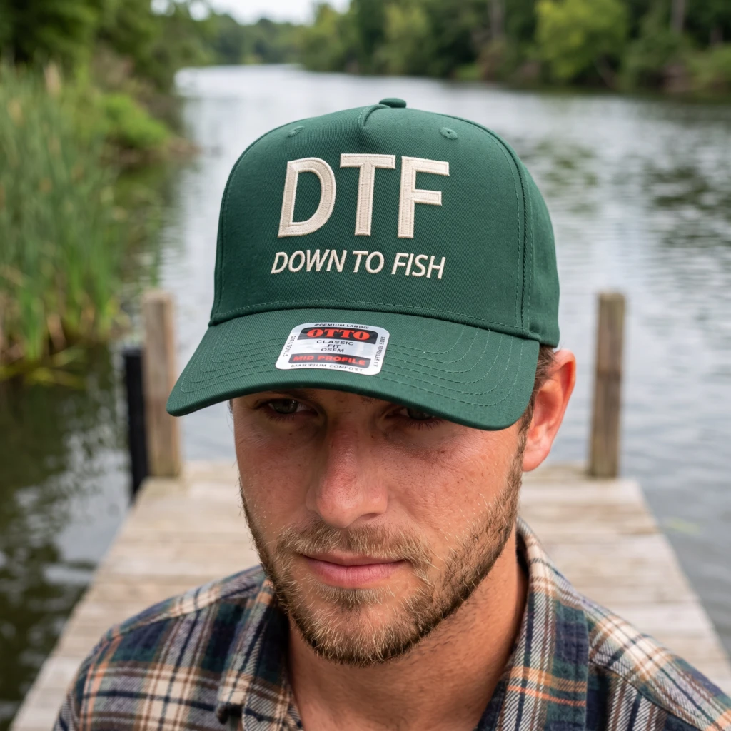 DTF Down To Fish, Baseball Hat, Trucker Cap, Fishing Wear, Funny Angler Gear