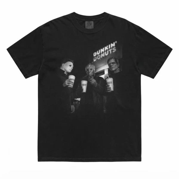 Michael And Jason Dunkin Print Design, Comfort Colors Tee, Halloween Black
