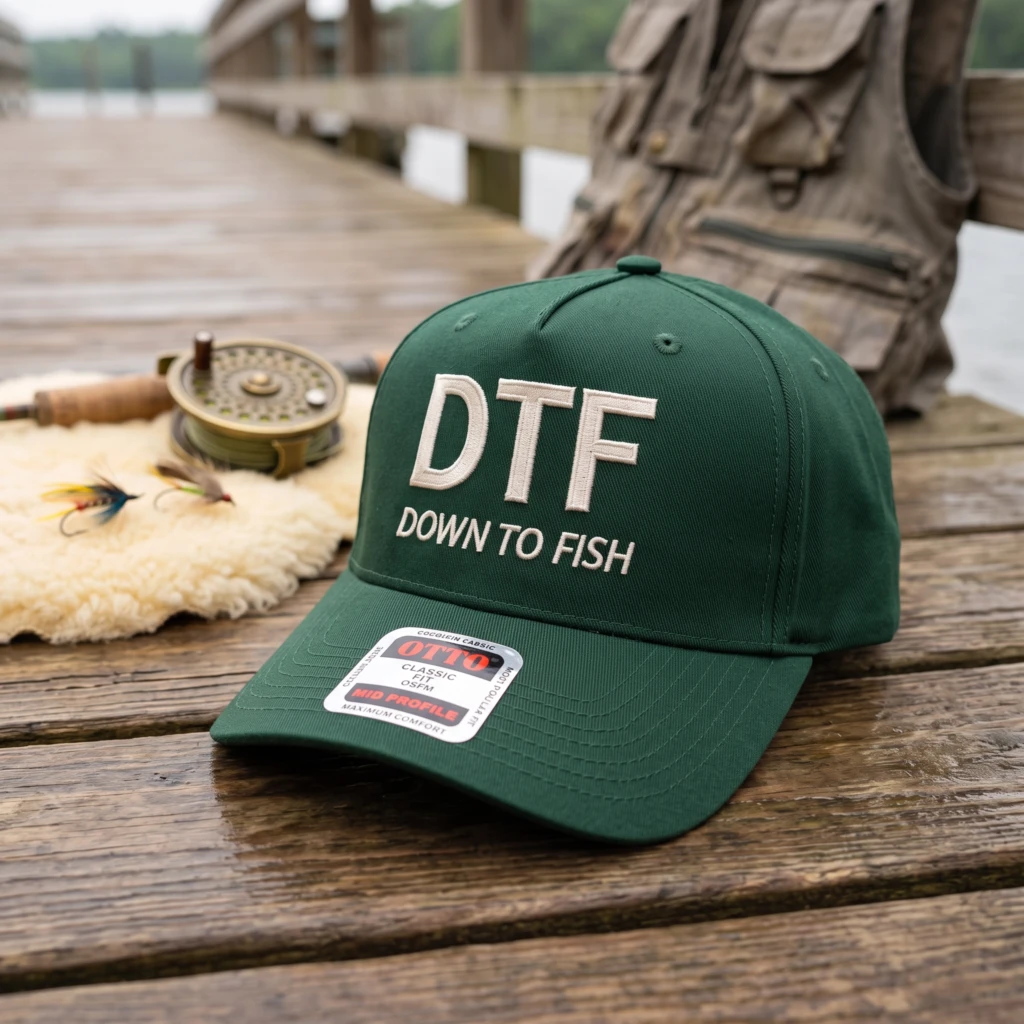 DTF Down To Fish, Baseball Hat, Trucker Cap, Fishing Wear, Funny Angler Gear
