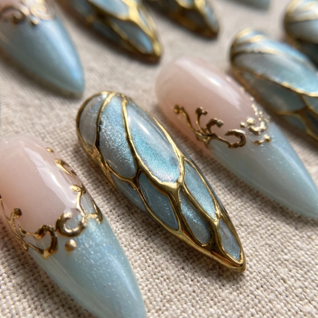 Green Cat Eye Butterfly Wings, Press On Nails, Glamorous Party Occasions