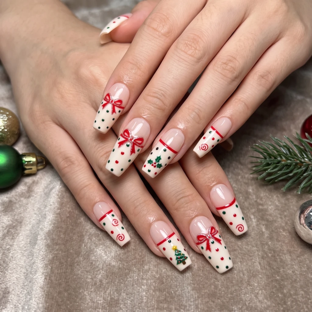 Red Bow And Tree Polka Dot Art, Short Coffin Press On Nails, Christmas Party
