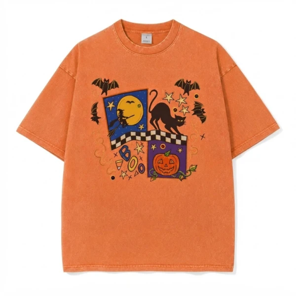 Retro Halloween Black Cat Graphic Tee, Crewneck Sweatshirt, Spooky Fall Gift