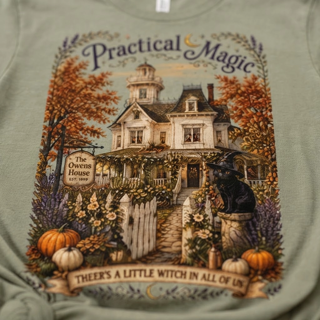 Practical Magic Owens House Cottage Graphic, Vintage Tee, Cozy Witchy Top